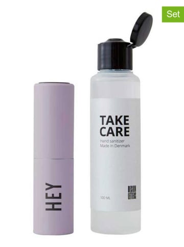 Design Letters 2tlg. Handdesinfektion-Set "Hey" in Transparent/ Lila