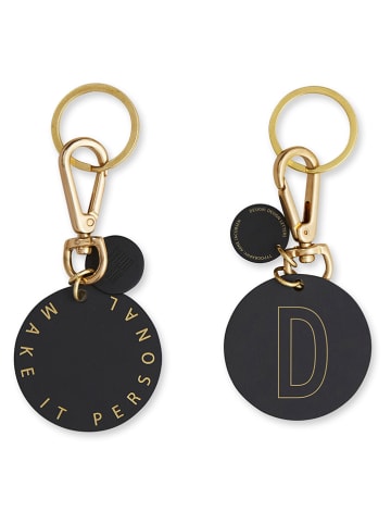 Design Letters Sleutelhanger "D" zwart/goudkleurig