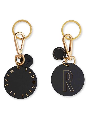 Design Letters Schlüsselanhänger "R" in Schwarz/ Gold