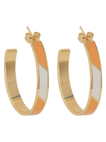 Design Letters Pozłacane kolczyki-kreole "Striped Candy"