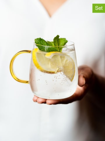 Vialli Design 2er-Set: Gläser "Bolla" in Transparent/ Gelb - 400 ml