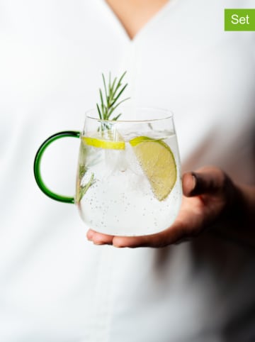 Vialli Design 2-delige set: glazen "Bolla" transparant/groen - 400 ml