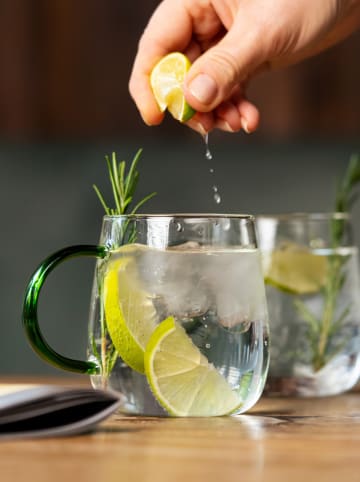 Vialli Design 2er-Set: Gläser "Bolla" in Transparent/ Grün - 400 ml