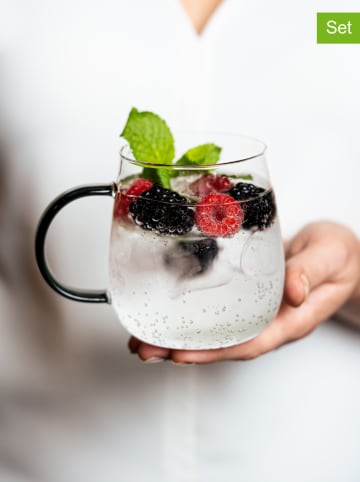 Vialli Design 2er-Set: Gläser "Bolla" in Transparent/ Grau - 400 ml