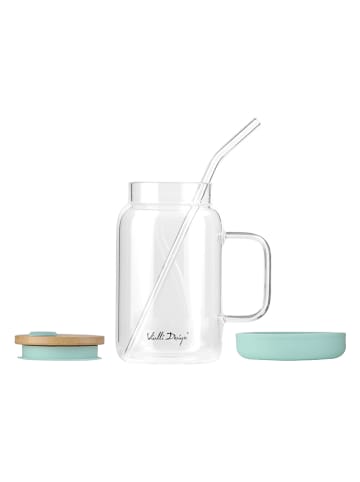 Vialli Design Glas mit Trinkhalm in Hellblau - 600 ml