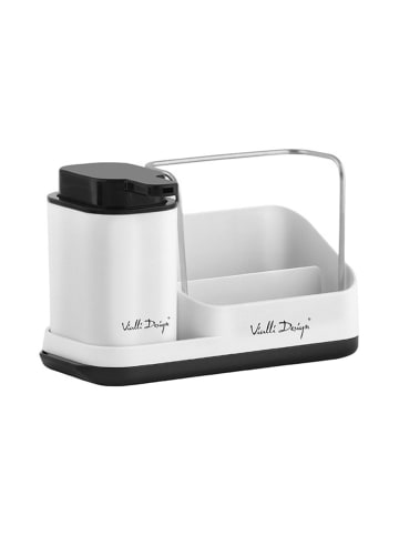 Vialli Design Spülorganizer in Weiß mit Flüssigkeitsspender - (B)21,5 x (H)16 x (T)9 cm
