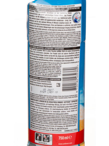 Domestos 4er-Set: WC-Reiniger-Gel "Ocean Fresh", je 750 ml