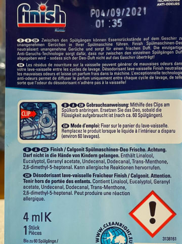 finish 5er-Set: Spülmaschinen-Deo-Einhänger "Frische", je 4 ml
