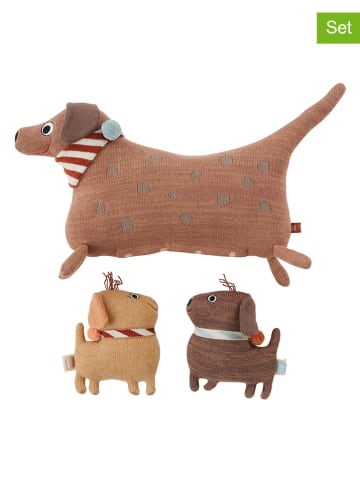 OYOY mini Maskotki (3 szt.) "Hunsi Dog With Two Puppies Coco & Max" - 0+