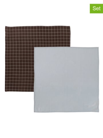 OYOY mini 2er-Set: Spucktücher "Iro" in Hellblau/ Braun - (L)70 x (B)70 cm