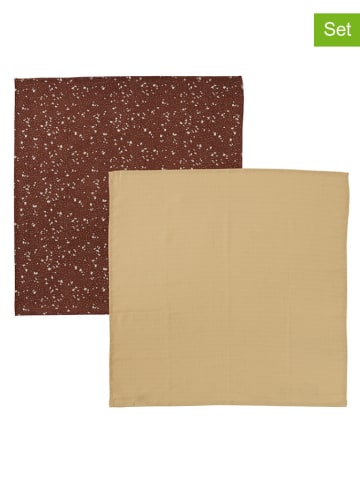 OYOY mini 2-delige set: spuugdoeken "Iro" bruin/beige - (L)70 x (B)70 cm