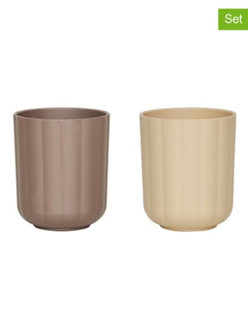 OYOY mini 2er-Set: Lerntrinkbecher "Pullo" in Braun/ Beige - ab 12 Monaten