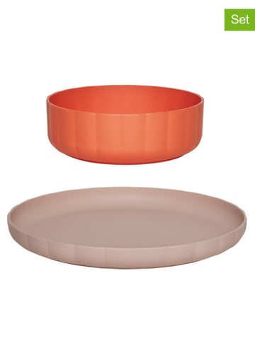 OYOY mini 2-delige eetleerset "Pullo" rood/lichtbruin - vanaf 12 maanden