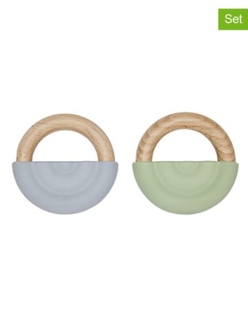 OYOY mini 2-delige set: bijtringen "Rainbow" groen/lichtblauw - vanaf de geboorte
