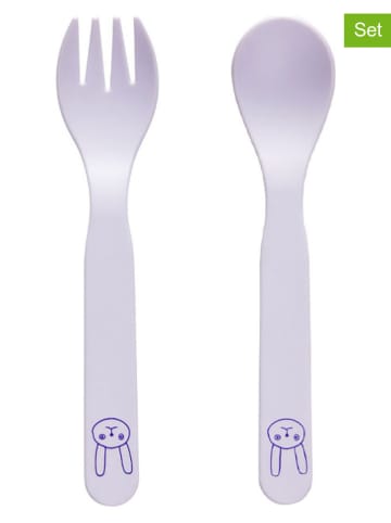 OYOY mini 2-częściowy zestaw sztućców "Pullo" w kolorze fioletowym - wys. 13,5 cm