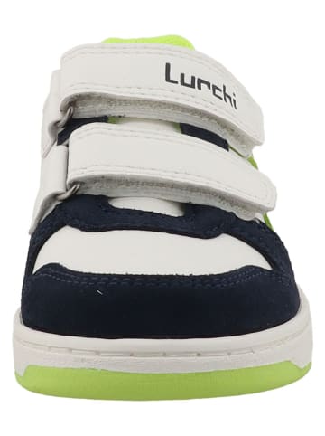 Lurchi Leren sneakers "Gerd" wit/donkerblauw/groen