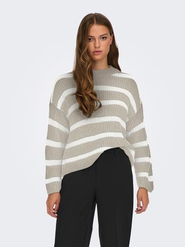 JDY Pullover in Beige/ Weiß