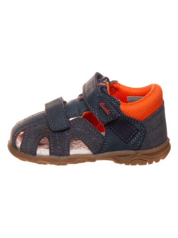 Lurchi Leder-Halbsandalen "Jonathan" in Dunkelblau/ Orange