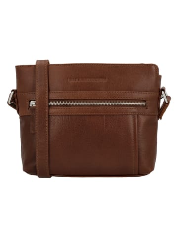 HIDE & STITCHES Leder-Umhängetasche in Braun - (B)21 x (H)18 x (T)5 cm