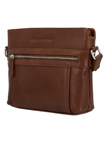 HIDE & STITCHES Leder-Umhängetasche in Braun - (B)21 x (H)18 x (T)5 cm