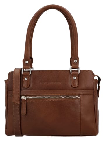 HIDE & STITCHES Leder-Henkeltasche in Hellbraun - (B)35 x (H)22 x (T)8 cm