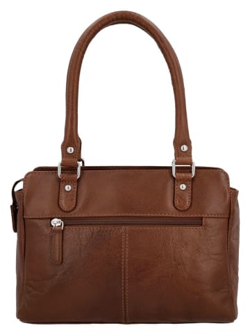 HIDE & STITCHES Leder-Henkeltasche in Hellbraun - (B)35 x (H)22 x (T)8 cm