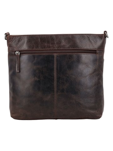 HIDE & STITCHES Leder-Umhängetasche in Braun - (B)26 x (H)25 x (T)4,5 cm
