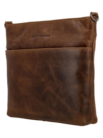 HIDE & STITCHES Leren schoudertas bruin - (B)26 x (H)25 x (D)4,5 cm