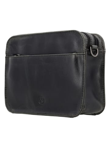 HIDE & STITCHES Leder-Umhängetasche in Schwarz - (B)23 x (H)18 x (T)8 cm