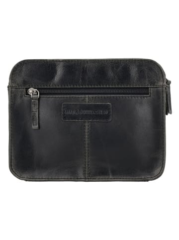HIDE & STITCHES Leder-Umhängetasche in Schwarz - (B)23 x (H)18 x (T)8 cm