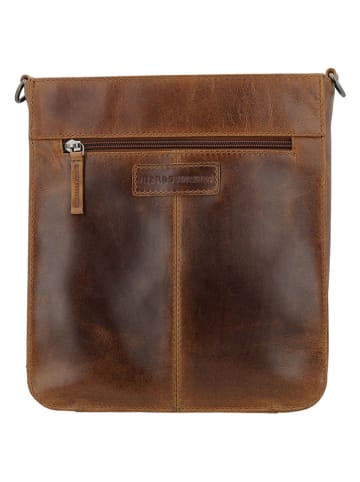 HIDE & STITCHES Leder-Umhängetasche in Braun - (B)25 x (H)28 x (T)9 cm