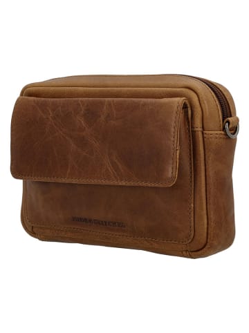 HIDE & STITCHES Leren schoudertas lichtbruin - (B)21 x (H)14 x (D)4 cm