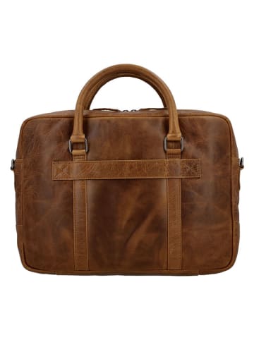 HIDE & STITCHES Leder-Businesstasche in Hellbraun - (B)38 x (H)29 x (T)7 cm