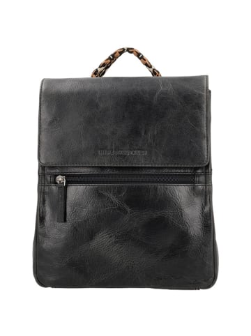HIDE & STITCHES Leren rugzak zwart - (B)23 x (H)26 x (D)9 cm