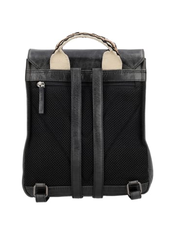 HIDE & STITCHES Leder-Rucksack in Schwarz - (B)23 x (H)26 x (T)9 cm