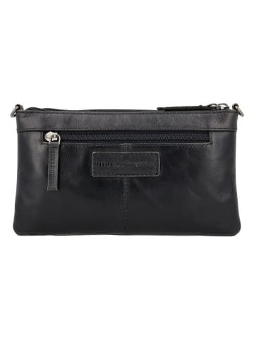 HIDE & STITCHES Leder-Umhängetasche in Schwarz - (B)24 x (H)14 x (T)2 cm
