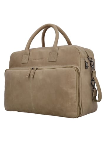 HIDE & STITCHES Leder-Weekender in Beige - (B)39 x (H)27 x (T)18 cm
