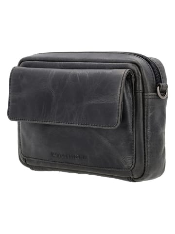 HIDE & STITCHES Leren schoudertas zwart - (B)21 x (H)14 x (D)4 cm