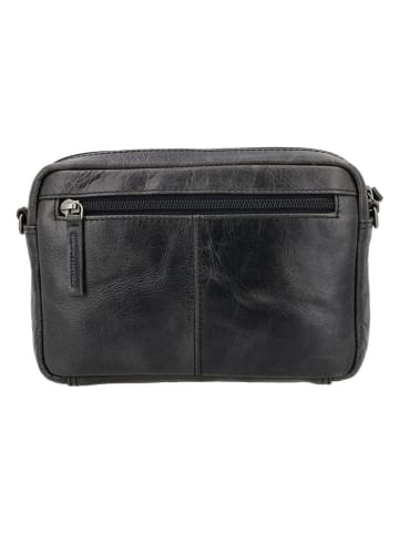 HIDE & STITCHES Leder-Umhängetasche in Schwarz - (B)21 x (H)14 x (T)4 cm