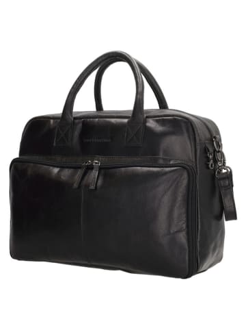 HIDE & STITCHES Leder-Henkeltasche "Next Navajo" in Schwarz - (B)39 x (H)27 x (T)18 cm