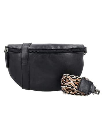 HIDE & STITCHES Leder-Brustbeutel in Schwarz - (B)24 x (H)13 x (T)8 cm