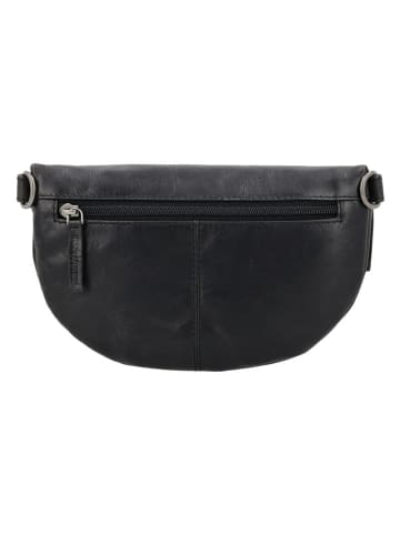 HIDE & STITCHES Leren borstbuidel zwart - (B)24 x (H)13 x (D)8 cm