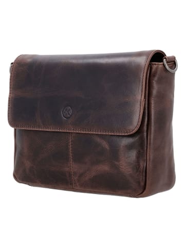 HIDE & STITCHES Leder-Umhängetasche in Braun - (B)24 x (H)17 x (T)7 cm