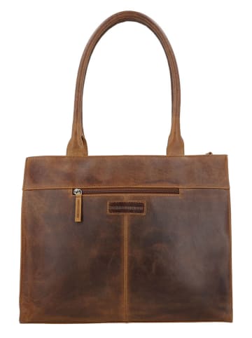 HIDE & STITCHES Leder-Businesstasche in Braun - (B)39 x (H)32 x (T)13,5 cm