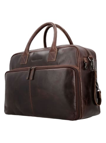 HIDE & STITCHES Leren weekendtas bruin - (B)39 x (H)27 x (D)18 cm