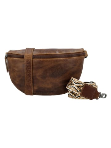 HIDE & STITCHES Leder-Brustbeutel in Hellbraun - (B)24 x (H)13 x (T)8 cm