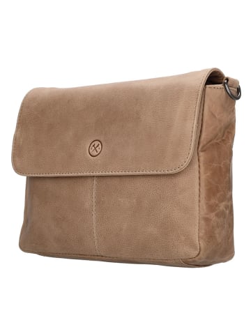 HIDE & STITCHES Leder-Umhängetasche in Beige - (B)24 x (H)17 x (T)7 cm