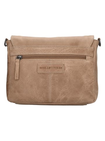 HIDE & STITCHES Leren schoudertas beige - (B)24 x (H)17 x (D)7 cm