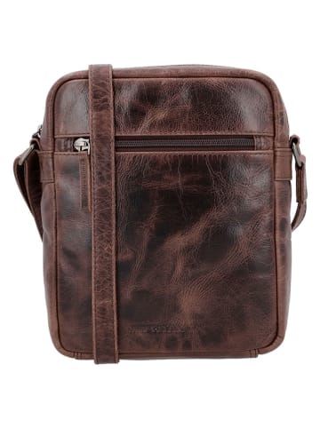 HIDE & STITCHES Leren schoudertas bruin - (B)19 x (H)23 x (D)6 cm