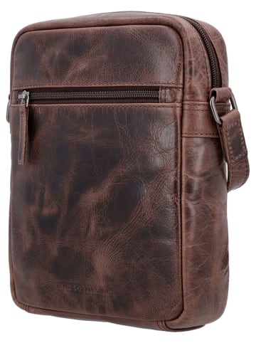 HIDE & STITCHES Leder-Umhängetasche in Braun - (B)19 x (H)23 x (T)6 cm
